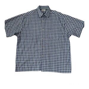 Caltop  Plaid Check  Shirt Mens Big & Tall Size 4 XL Blue‎ Made in USA / Pocket